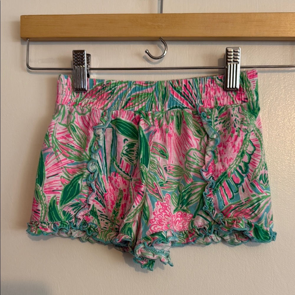 Lilly Pulitzer Pink and Green Tropical Print Shorts
